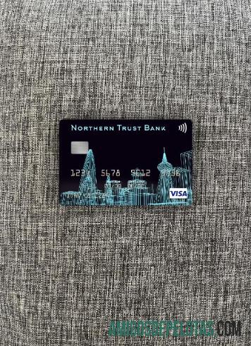 Frente do Photolook do cartão Visa do Northern Trust Bank dos EUA amostra